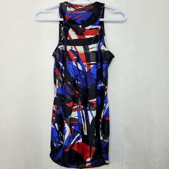 Michael Michael Kors Multicolor Abstract Drape Front Sheer Top Size Small - Picture 6 of 6